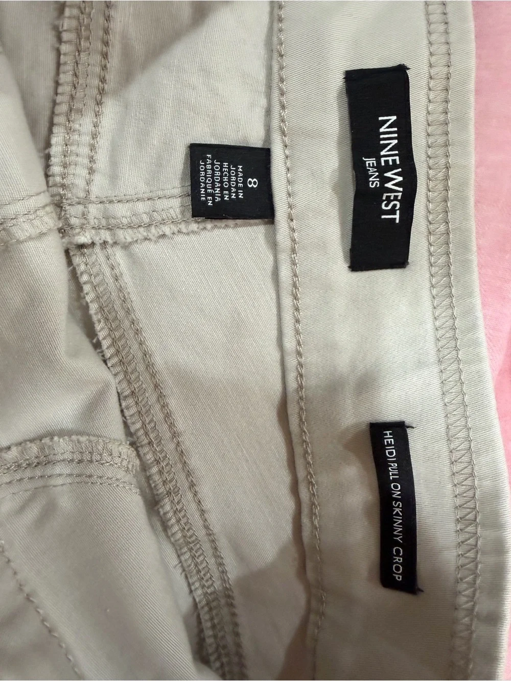 Nine West Light Beige Heidi Pull On Skinny Crop Pants